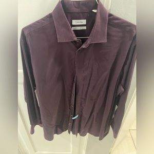 Calvin Klein Long sleeve dress shirt size 17 1/2. 32-33 eggplant color